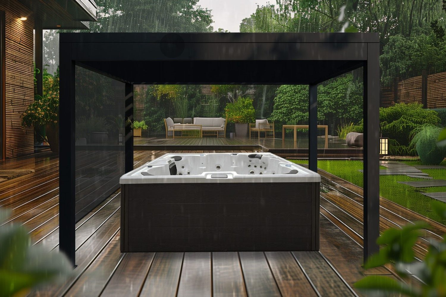 Aluminium-Pergola über einem Whirlpool